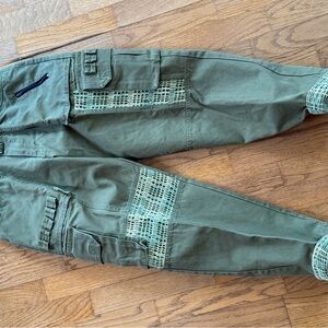 Khaki Mesh Detail Cargo Pants